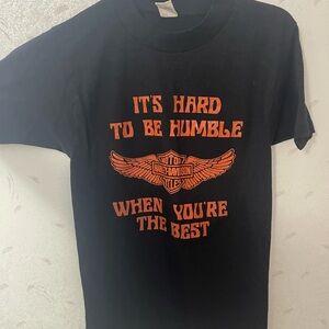 Vintage Harley-Davidson Black Tee with Orange Graphics